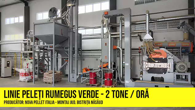 Linie productie peleti rumegus verde, productie 2 tone ora, producator Nova Pellet Italia, montaj Wood Expert