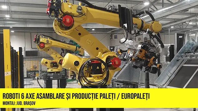 Robot asamblare si productie paleti si europaleti in 6 axe - montaj Brasov - Wood Expert